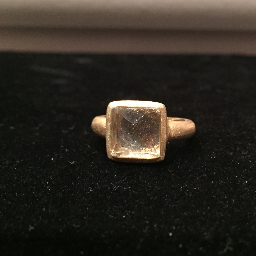 Rivka Friedman brushed gold ring with Blush stone